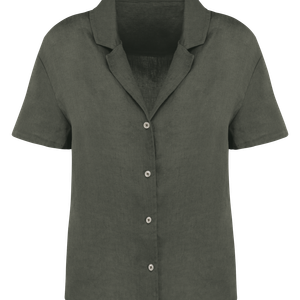 Eco-friendly Ladie's Linen Bowling Collar Short-Sleeved Shirt, miniatyr 2